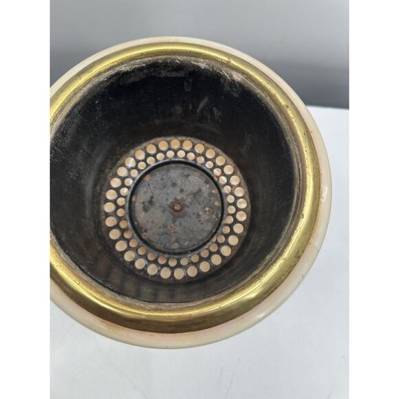 Antique 19" GWTW Hurricane Converted Brass Oil Lamp W/Prisms Porcelain Glass - Picture 6 of 16